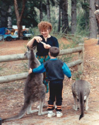 Maritsa & Kimon feeding kangaroos
